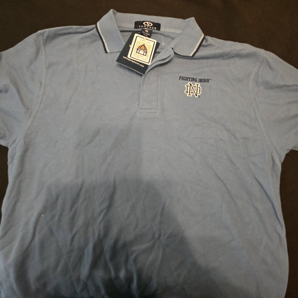 NWT Notre Dame Fighting Irish Men's Polo Shirt - Medium - Blue Vantage